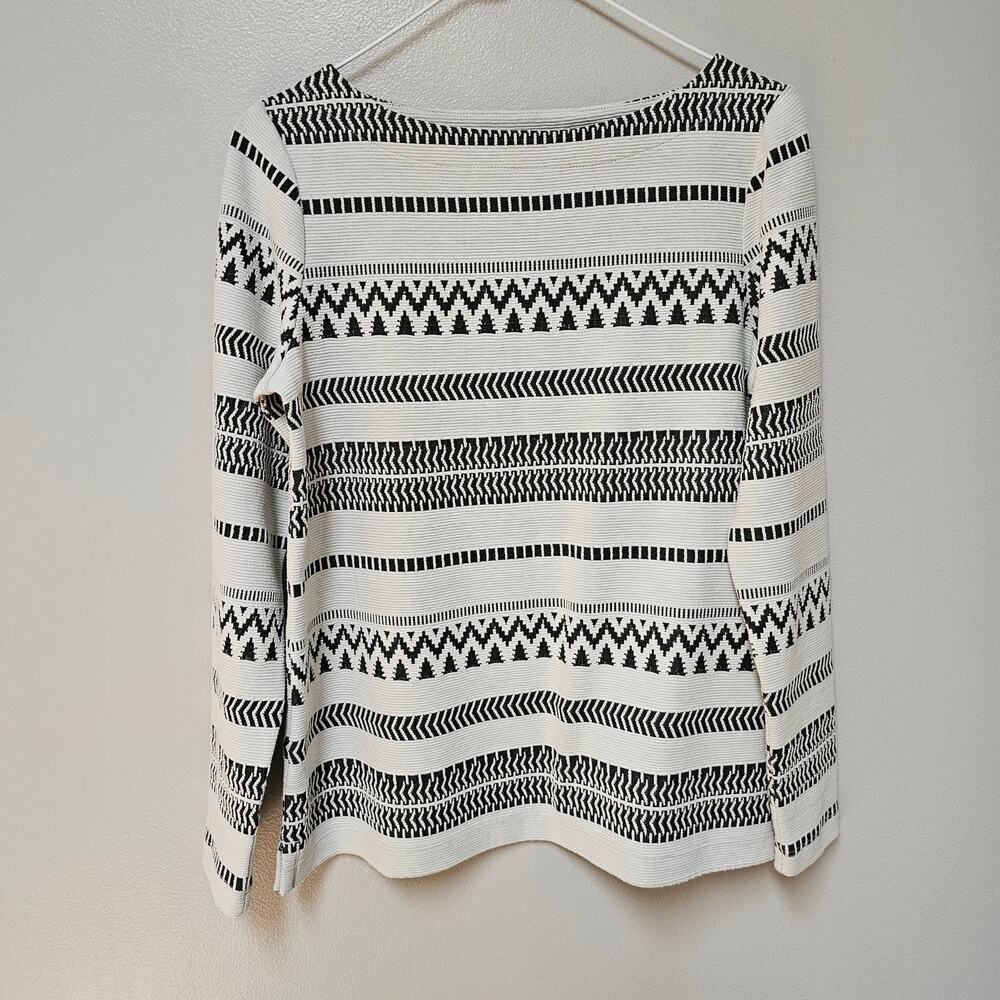 J. Jill Long Sleeve Boat Neck Geometric Stripe Top Size XS